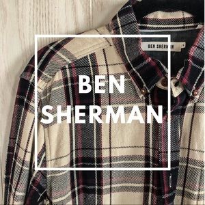 Ben Sherman + Flannel + Tan/Navy/Maroon